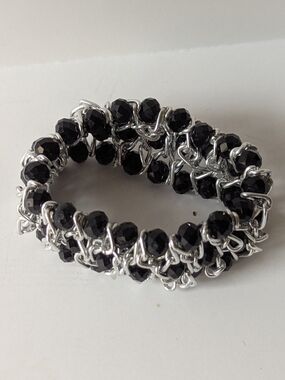Black Beaded Chain Wrap Bracelet - Unbranded